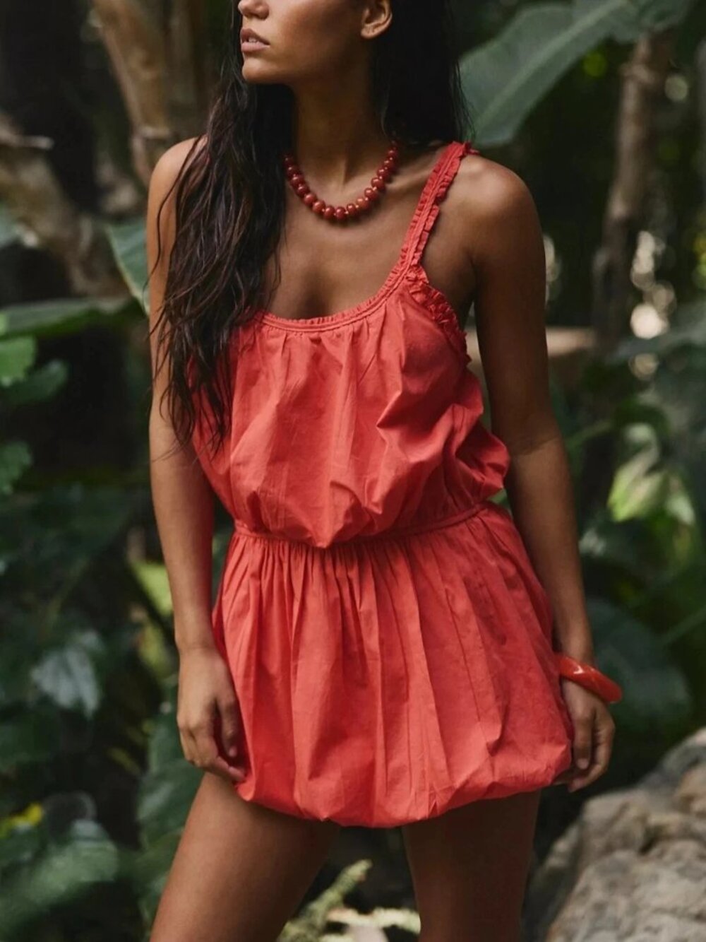 Free People Free-Est Leena Mini Dress Sleeveless Ruffle Trendy Cotton M 289063